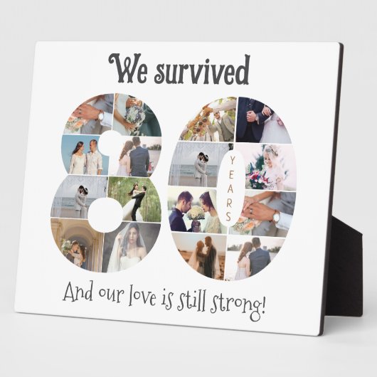 80歳の結婚記念日の写真 フォトプラーク (側面)