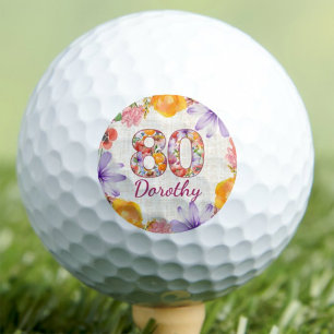 80歳の誕生日おばあちゃんへのプレゼント 高級感のある花柄のオーダーメイド ゴルフボール