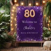 80歳の誕生日おめでとうパープルスパークル ポスター