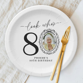 80歳の誕生日おめでとうフォト ペーパープレート