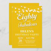 80歳の誕生日おめでとう イエローがとっても素敵 招待状 (正面/裏面)