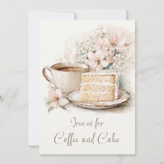 80歳の誕生日おめでとう コーヒーとケーキ 招待状 (正面)