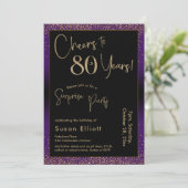 80歳の誕生日おめでとう サプライズパーティー 紫 招待状 (スタンド正面)