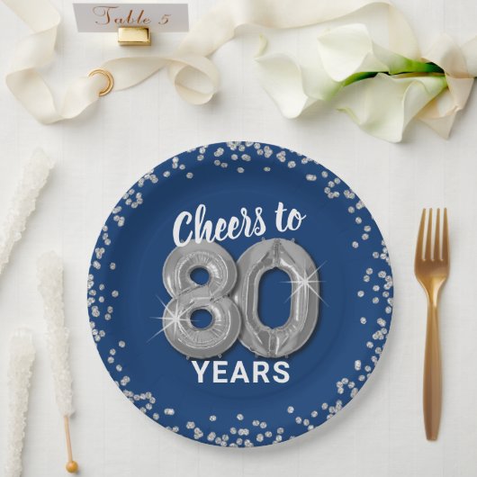 80歳の誕生日おめでとう ペーパープレート (ウェディング)