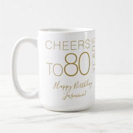 80歳の誕生日おめでとう ホワイトゴールドのエレガントなバースデー コーヒーマグカップ