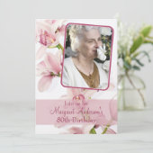 80歳の誕生日おめでとう | 写真 | ピンクのハス 招待状 (スタンド正面)