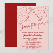 80歳の誕生日おめでとう 彼女の乾杯 招待状 (正面/裏面)