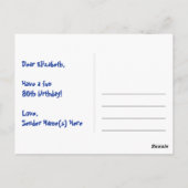 80歳の誕生日おめでとう：楽しいハート柄、虹80 ポストカード (裏面)