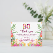 80歳の誕生日おめでとう 花と蝶のギフト ポストカード (スタンド正面)