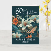 80歳の誕生日おめでとう - 花柄のカード カード (黄色い花)