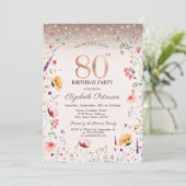 80歳の誕生日おめでとう 野の花のスパンコール・ストリングライト   招待状 (スタンド正面)