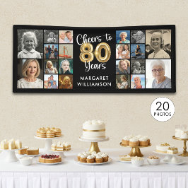 80歳の誕生日おめでとう 20枚フォトコラージュ 横断幕