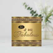 80歳の誕生日おめでとう"Still Fabulous" ゴールドヒョウ柄画像 招待状 (スタンド正面)