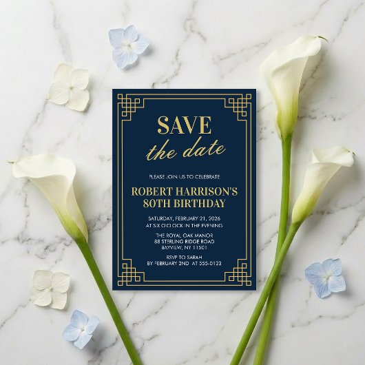 80歳の誕生日お知らせ ナビーゴールド Save the Date 招待状
