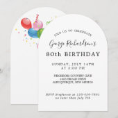 80歳の誕生日お祝いご招待状 招待状 (正面/裏面)