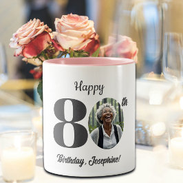 80歳の誕生日お祝い写真 ツートーンマグカップ