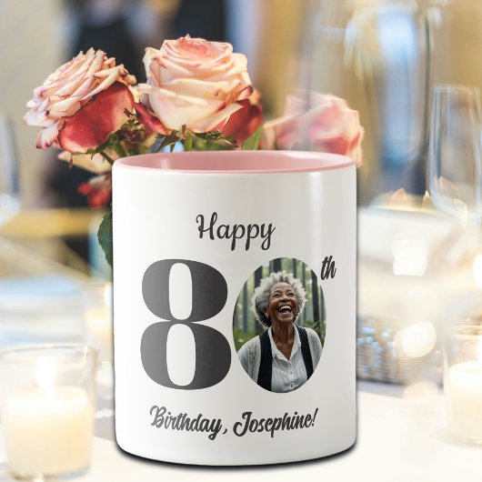 80歳の誕生日お祝い写真 ツートーンマグカップ