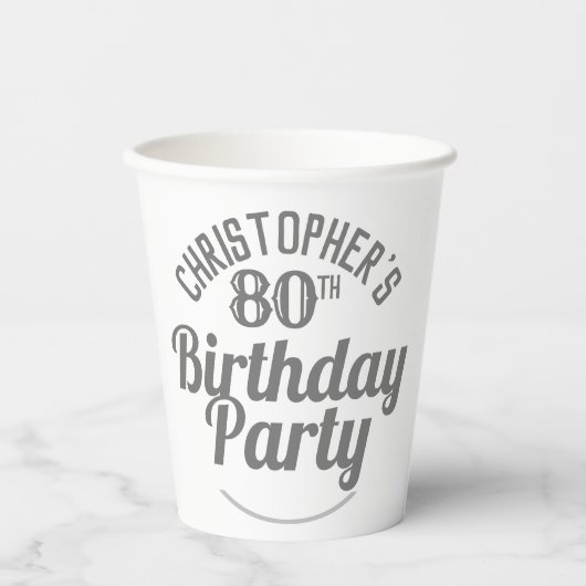 80歳の誕生日お祝い紙コップ 紙コップ (正面)