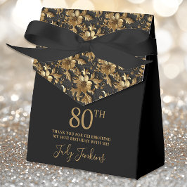 80歳の誕生日お祝い金色の花のギフトボックス フェイバーボックス
