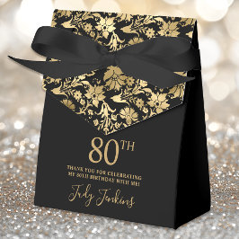 80歳の誕生日お祝い金色の花のギフトボックス フェイバーボックス