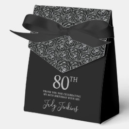 80歳の誕生日お祝い シルバー グリッター バラの御礼 フェイバーボックス