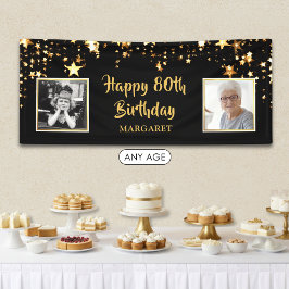 80歳の誕生日お祝い「今と昔」フォトパーソナライズデザイン 横断幕