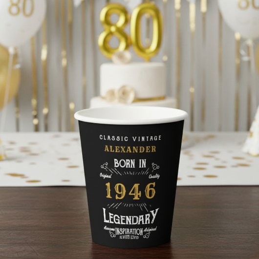 80歳の誕生日お祝い 1946年 レジェンダリーリトロ 紙コップ