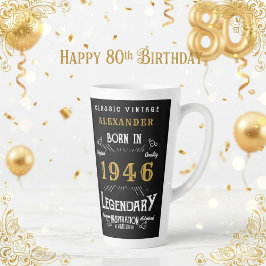 80歳の誕生日お祝い 1946年 レトロ カフェラテマグ
