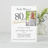 80歳の誕生日におしゃれなスクリプト写真招待状 招待状 (スタンド正面)