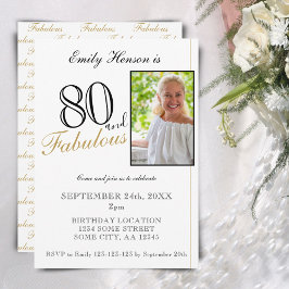 80歳の誕生日におしゃれなスクリプト写真招待状 招待状