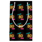 80歳の誕生日にレンガにネオンサイン スモールペーパーバッグ (正面)