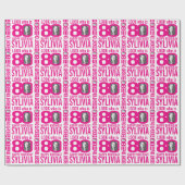 80歳の誕生日のピンク色の写真80カスタムの写真名 ラッピングペーパー (フラット)