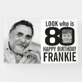 80歳の誕生日のピンク色の写真80カスタム枚目の時 横断幕