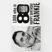 80歳の誕生日のピンク色の写真80カスタム枚目の時 横断幕 (縦)