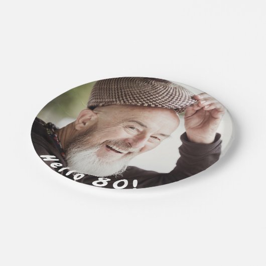 80歳の誕生日の写真こんにちは80人の男性 ペーパープレート (アングル)