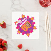 80歳の誕生日の写真と名前ピンクスターナプキン スタンダードカクテルナプキン (インサイチュ)