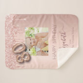 80歳の誕生日の写真バラ金ゴールドの友だち シェルパブランケット (正面(横))