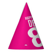 80歳の誕生日の写真ホイパーソナライズされたトホットピンク パーティーハット (左)