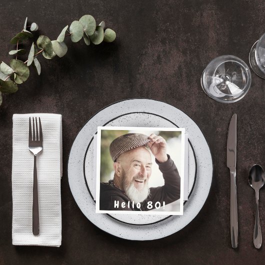 80歳の誕生日の写真男達 スタンダードカクテルナプキン