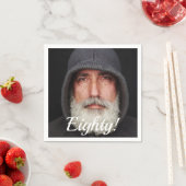 80歳の誕生日の写真80人の男性スクリプト スタンダードカクテルナプキン (インサイチュ)