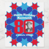 80歳の誕生日の名前フォトカスタムワインラベル ワインラベル (シングルラベル)