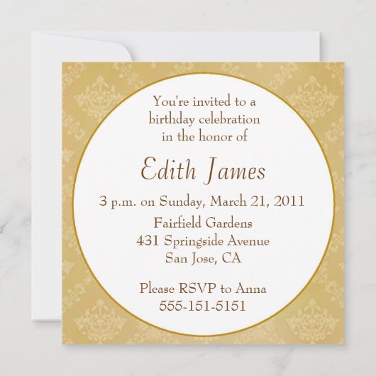 80歳の誕生日の招待 招待状 (裏面)