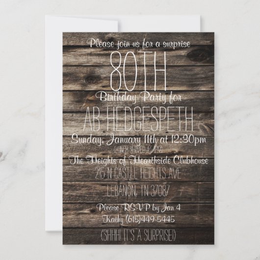 80歳の誕生日の招待 招待状 (正面)