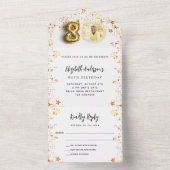 80歳の誕生日の白い金ゴールド星写真パーティーRSVP オールインワン招待状 (内側)