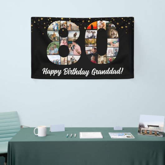 80歳の誕生日の祖父母フォトモンタージュ 横断幕 (トレードショー)
