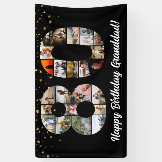 80歳の誕生日の祖父母フォトモンタージュ 横断幕 (縦)