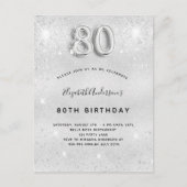 80歳の誕生日の銀の輝き インビテーションポストカード (正面)