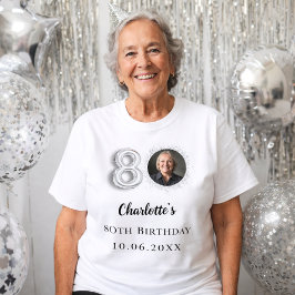 80歳の誕生日の銀写真 Tシャツ
