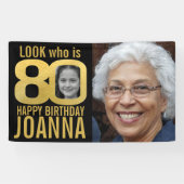 80歳の誕生日の黒い金ゴールドは今80の写真を見る 横断幕 (横)