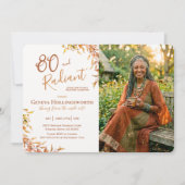 80歳の誕生日をお祝いする秋の植物の写真 招待状 (正面)